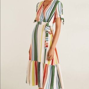 Mango Striped Wrap Dress